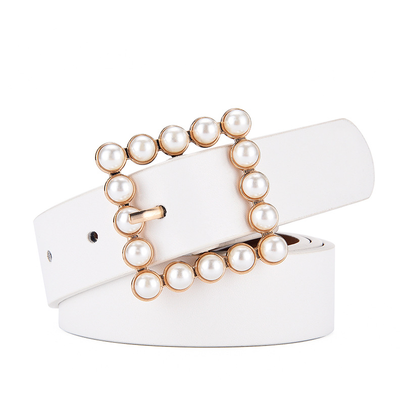 Belts |  Womens Leather Pearl Buckle Belt Accessories Belts