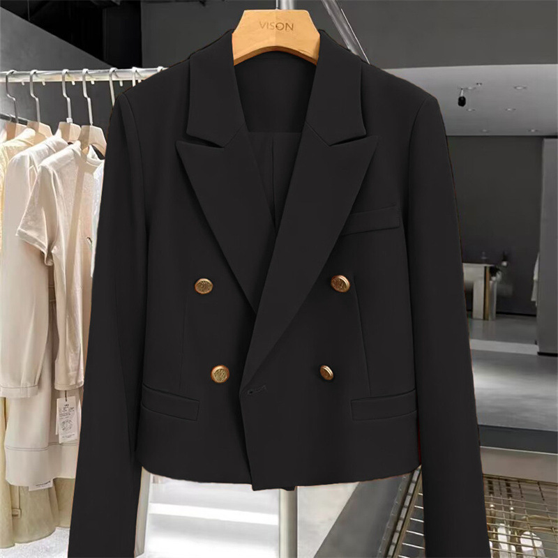 Blazers & Jackets |  Womens Cropped Wool-Blend Double-Breasted Blazer Blazers & Jackets Blazers & Jackets