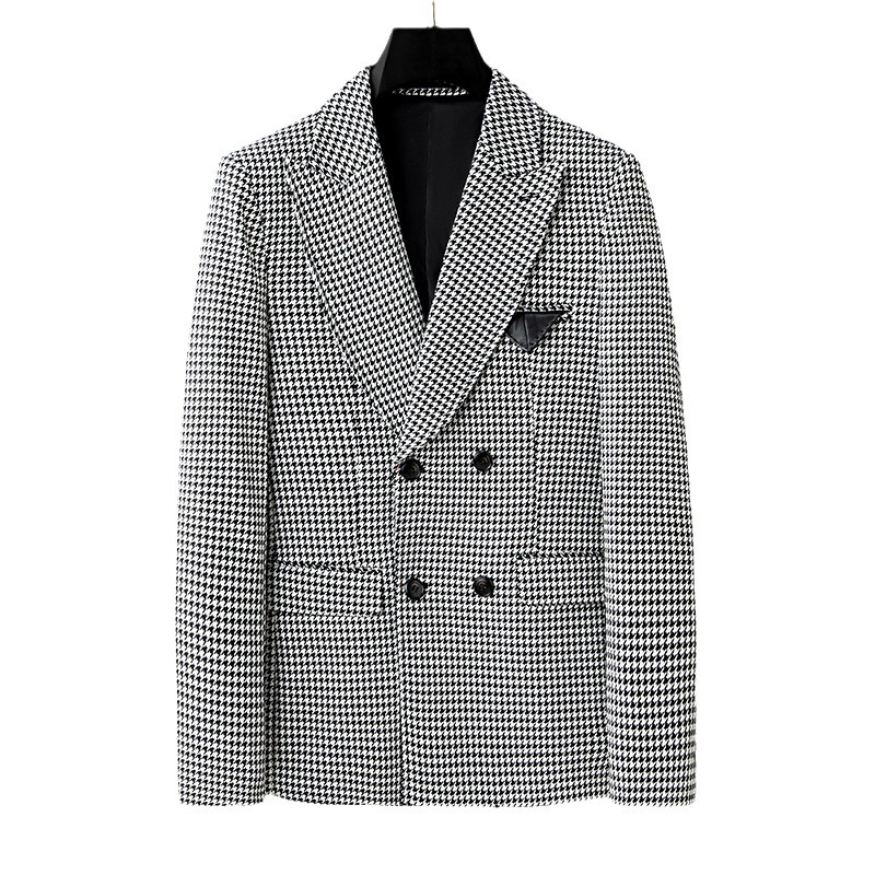 Blazers & Jackets |  Womens Wool Dogtooth Double Breasted Blazer Blazers & Jackets Black