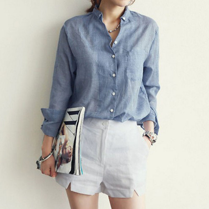 Blouses & Shirts |  Womens Linen Button-Through Shirt Blouses & Shirts Blouses & Shirts