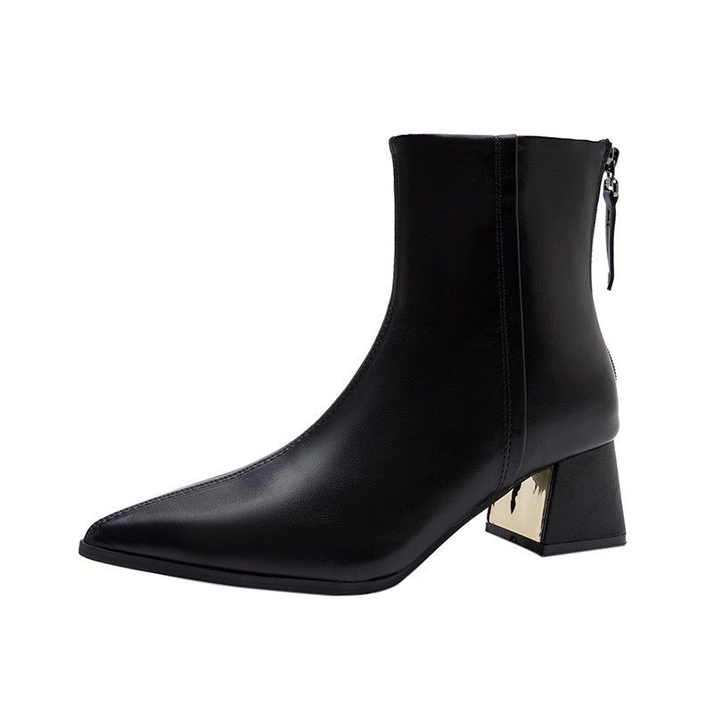 Boots |  Womens Leather Blocked Heel Ankle Boots Boots Black