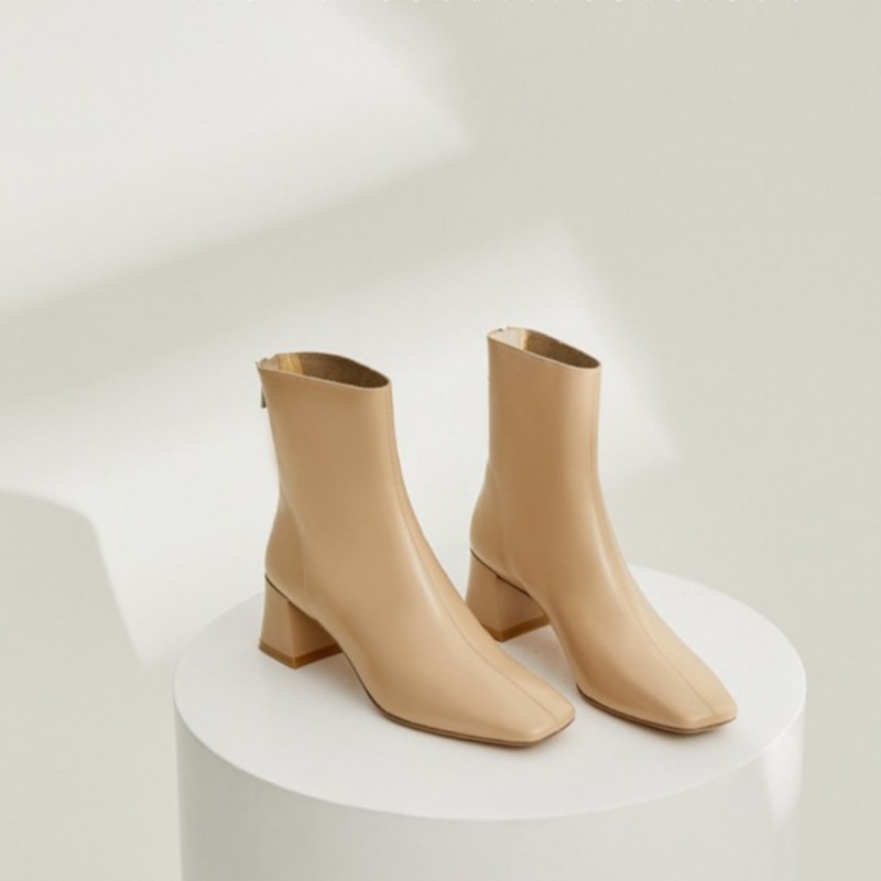 Boots |  Womens Leather Blocked Heel Ankle Boots Boots Boots