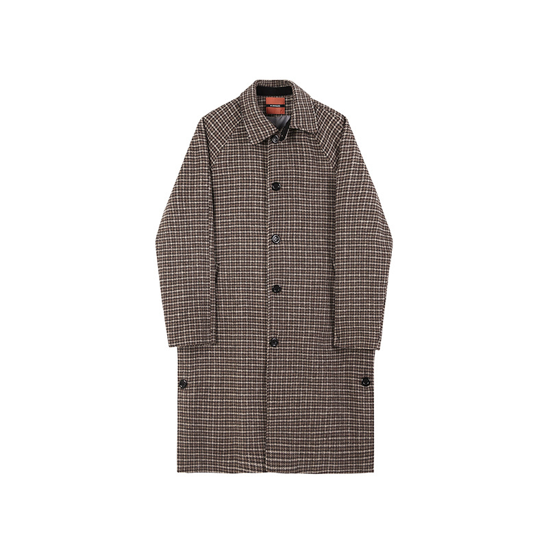 Coats & Jackets |  Mens Wool Dogtooth Check Car Coat Clothing Brown Multi