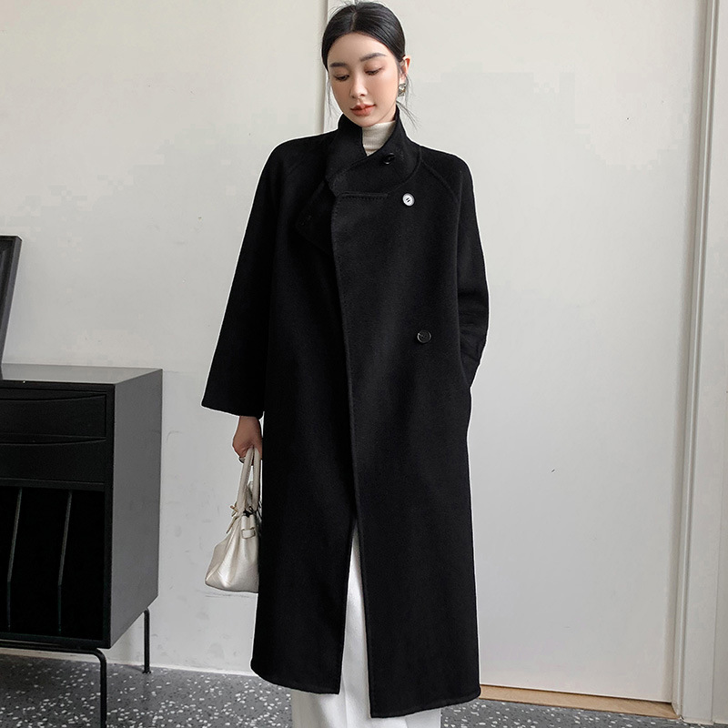 Coats & Jackets |  Womens Wool-Blend Longline Double-Breasted Coat Clothing Black