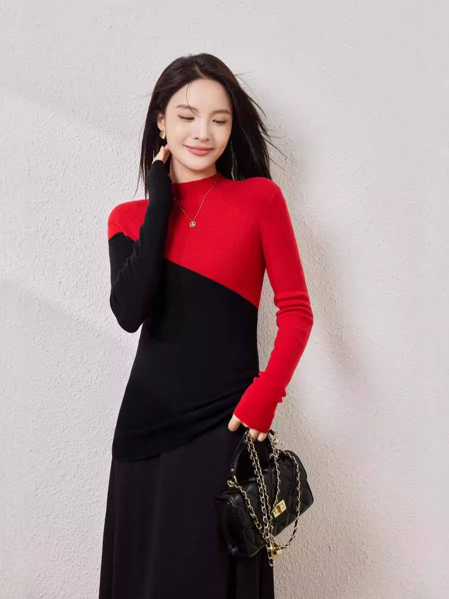 Dresses |  Womens Colourblock Ribbed Midi Dress Clothing Black