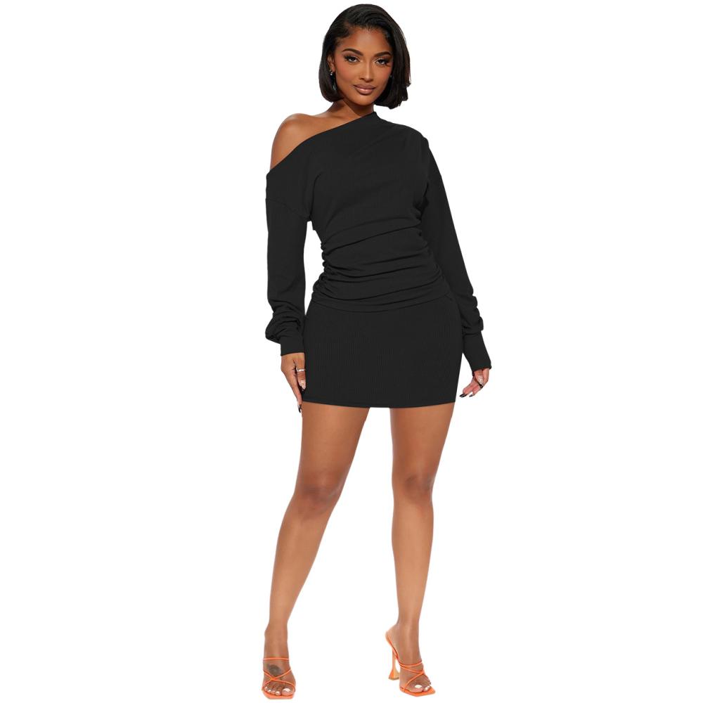 Dresses |  Womens Off-The-Shoulder Ribbed Midi Dress Clothing Black