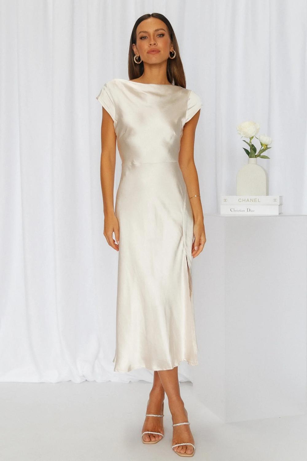 Dresses |  Womens Ruched Cowl Neck Midi Dress Clothing Dresses