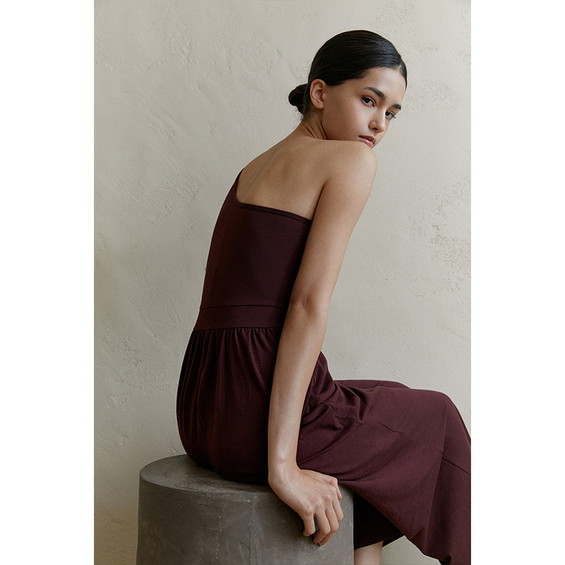 Dresses |  Womens Satin Drape Tuck Midi Dress Clothing Burgundy