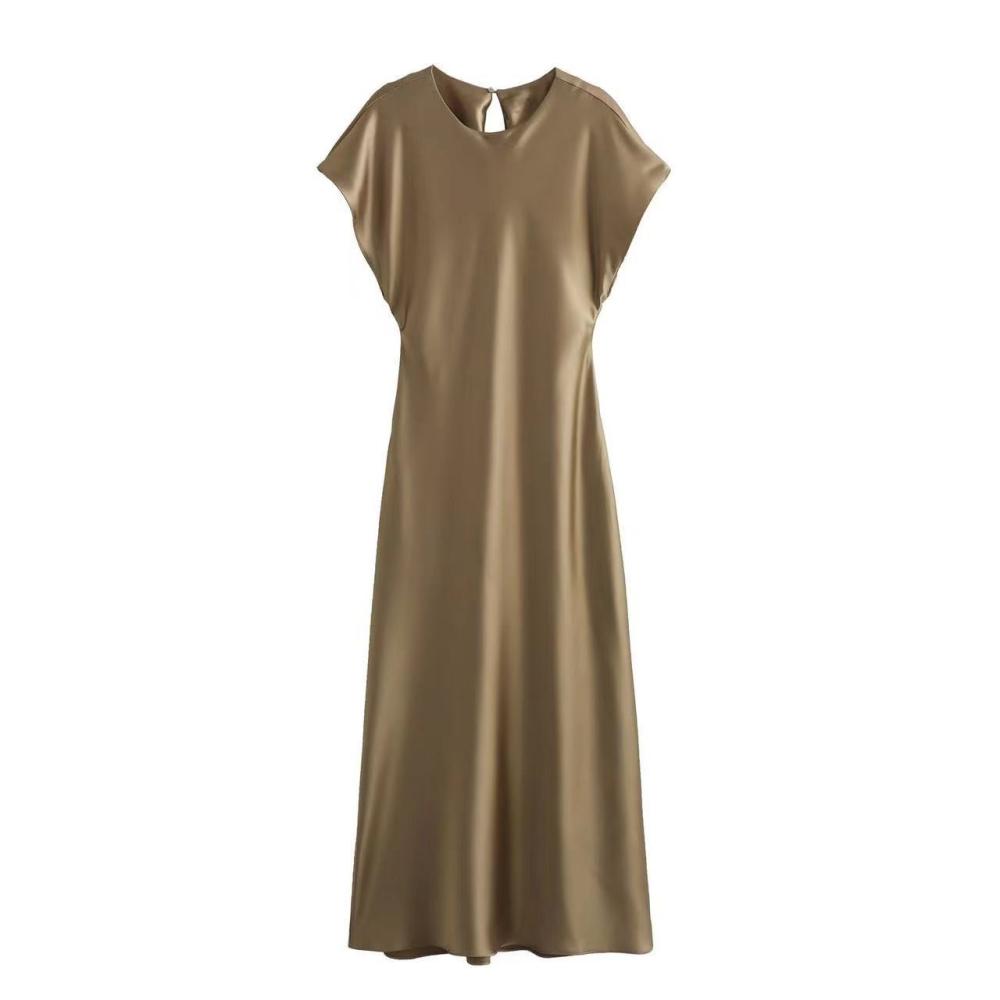 Dresses |  Womens Satin Short-Sleeve Midi Dress Clothing Dresses