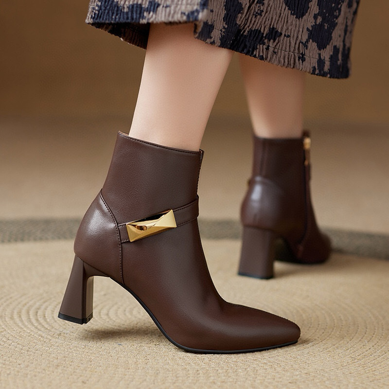 Flats |  Womens Leather Cleated Ankle Boots Boots Boots