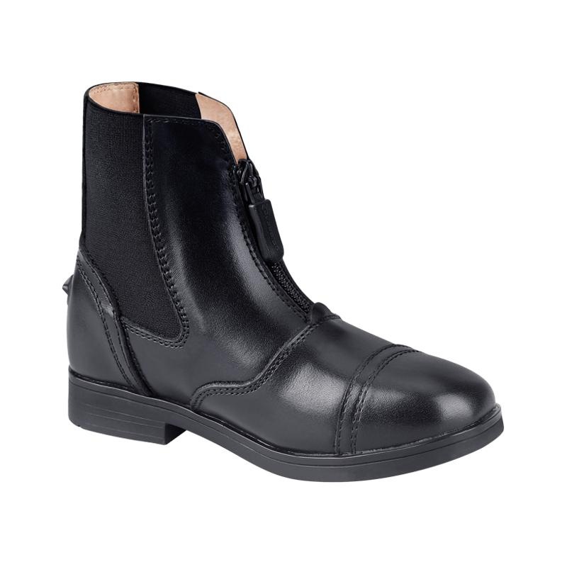 Flats |  Womens Leather Zip-Front Ankle Boots Flats Black