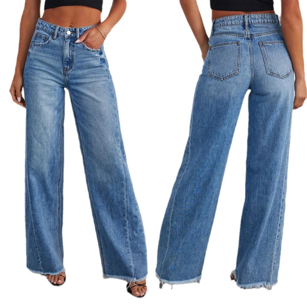 Jeans |  Womens Wide Leg Distressed Jeans Clothing Jeans