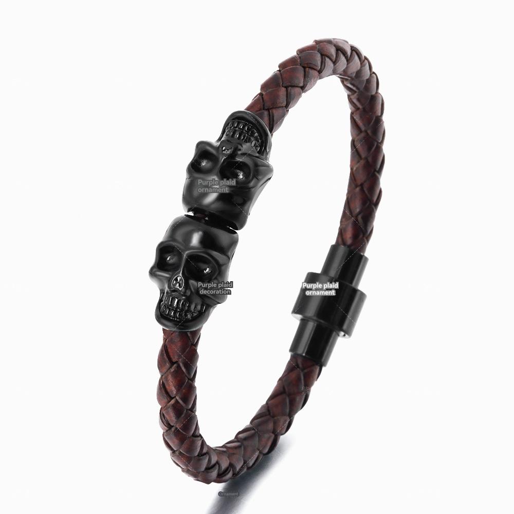 Jewellery |  Mens Leather Cord Skull Bracelet Accessories Jewellery