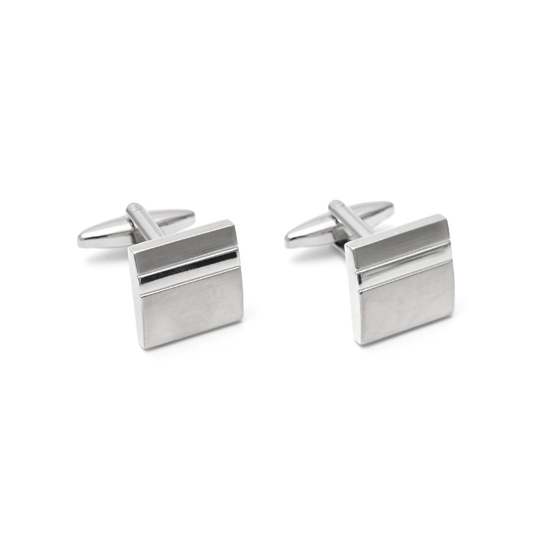 Jewellery |  Mens Polished/Brushed Rhodium Plated Square Curved Cufflinks Accessories Jewellery