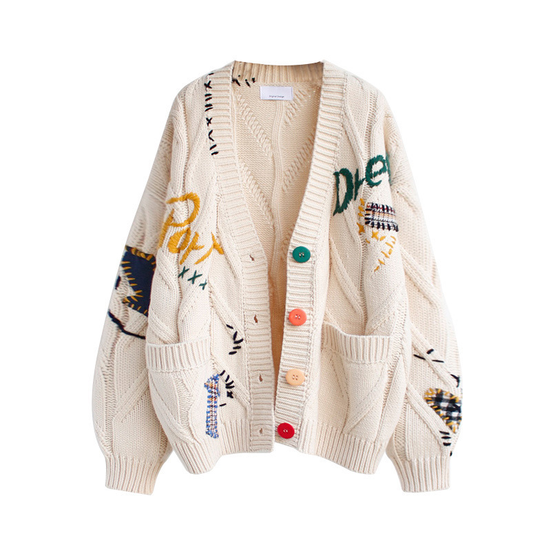 Knitwear |  Mens Ché Embroidered Cable Knit Cardigan Clothing Ecru