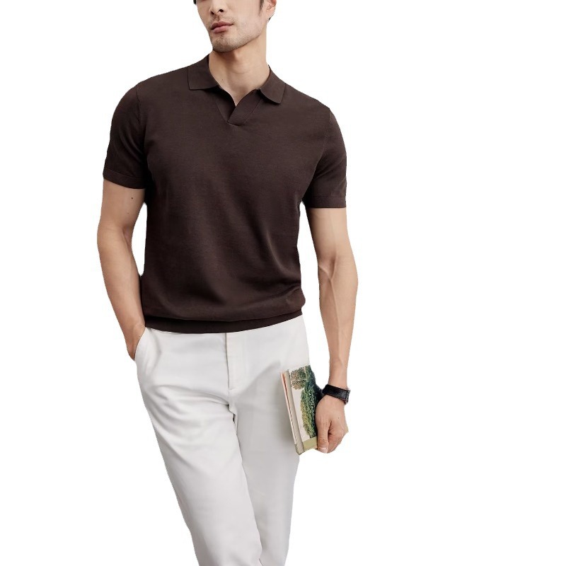 Knitwear |  Mens Merino Wool Open Collar Polo Shirt Clothing Knitwear