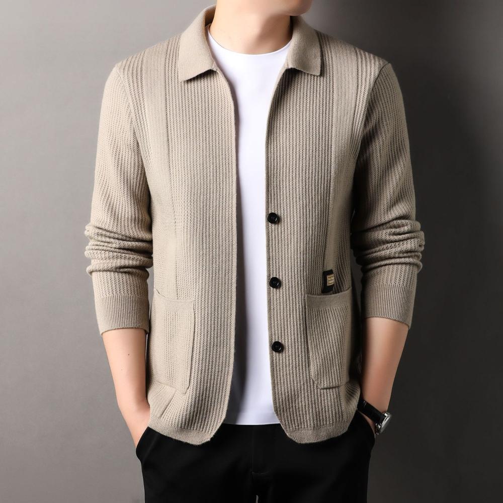 Knitwear |  Mens Wool Cabled Knitted Cardigan Clothing Knitwear