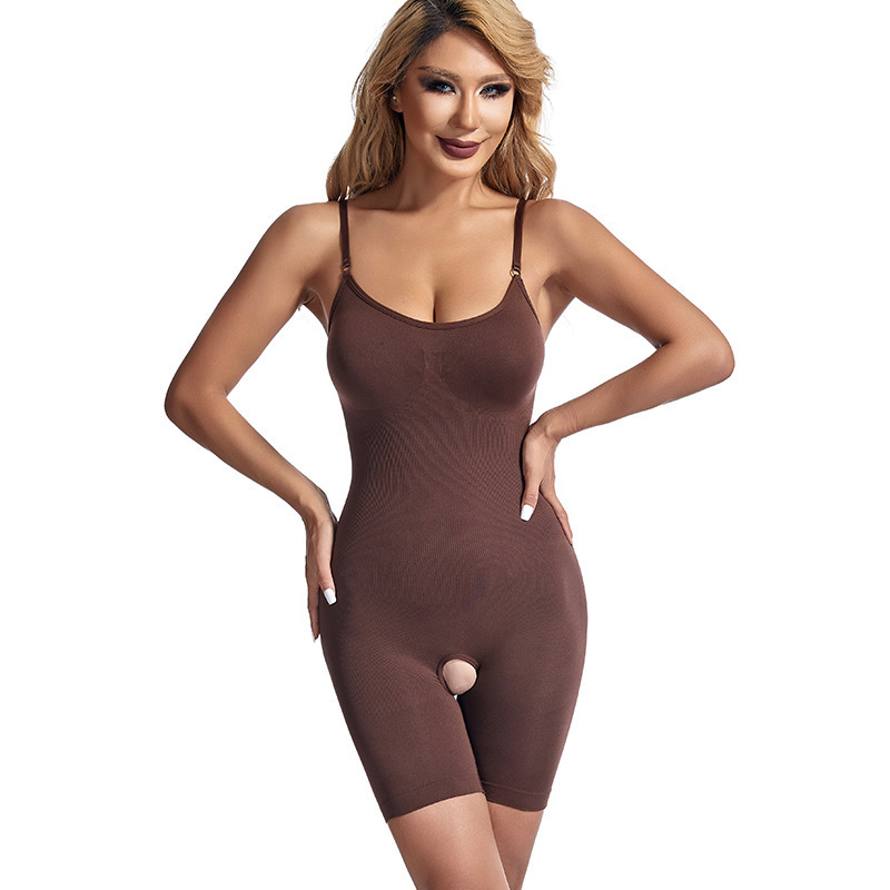 Lingerie |  Womens Shapewear Firming Plunge Low-Back Mid-Thigh Bodysuit Clothing Cafe Au Lait