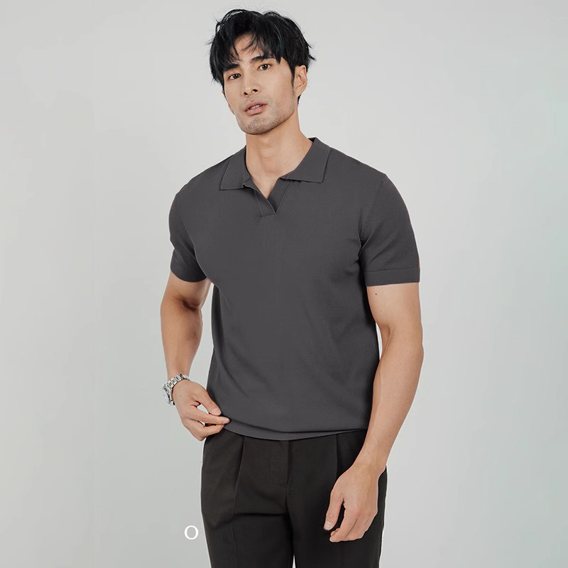 Polo Shirts |  Mens Merino Wool Open Collar Polo Shirt Clothing Knitwear