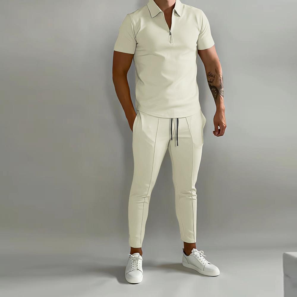 Polo Shirts |  Mens Textured Zip-Neck Polo Shirt Clothing Mens