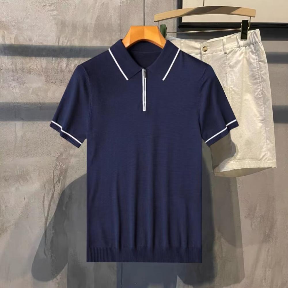 Polos |  Mens Crepe Pique Zip Neck Polo Shrt Clothing Mens