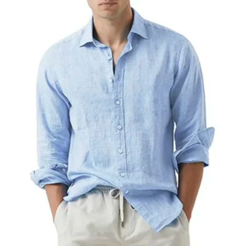 Shirts |  Mens Linen Button Through Shirt Clothing Mens