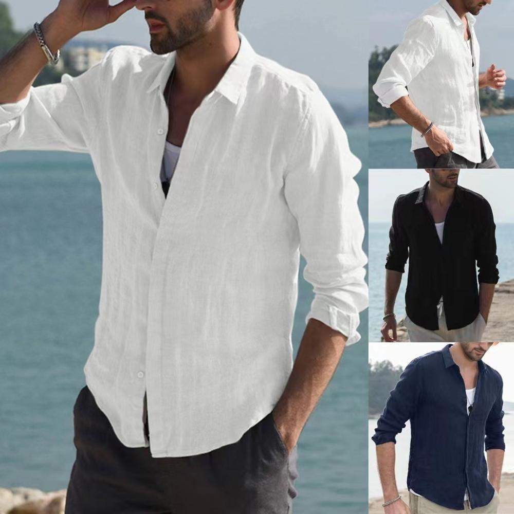 Shirts |  Mens Linen Button Through Shirt Clothing Dark Green