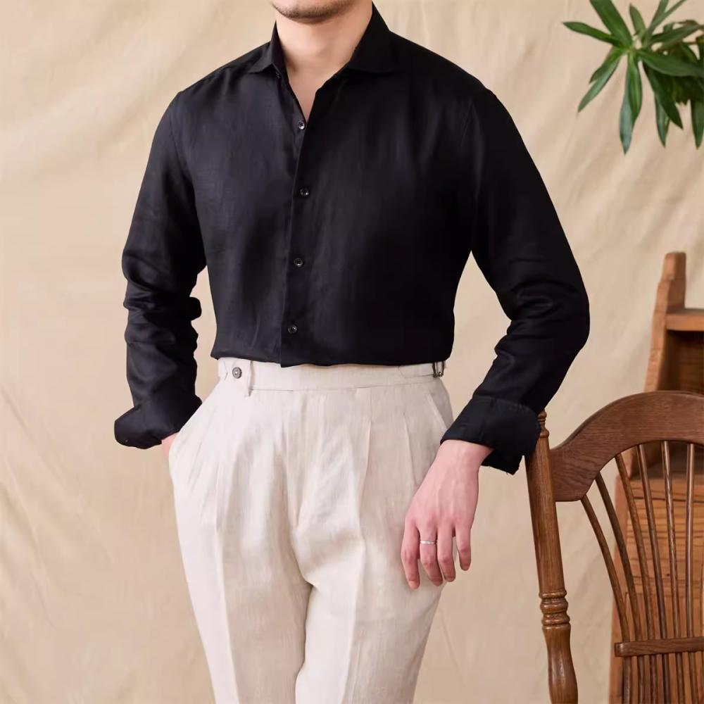 Shirts |  Mens Linen Button Through Shirt Clothing Mens