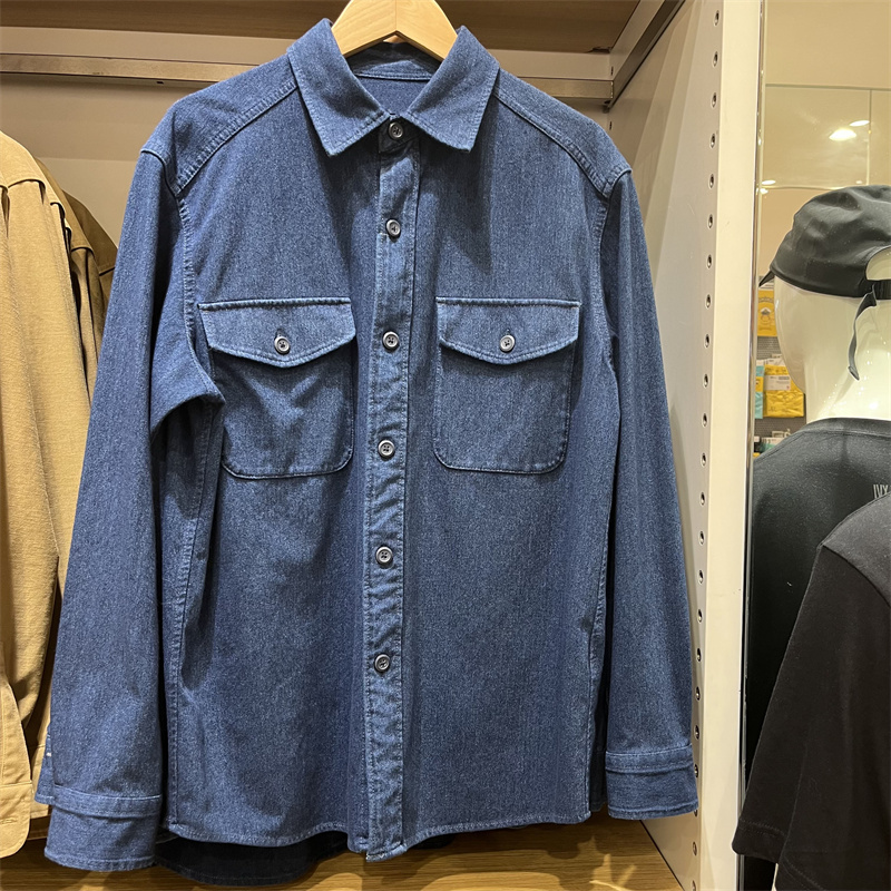 Shirts |  Mens Textured Denim Overshirt Clothing Indigo Blue