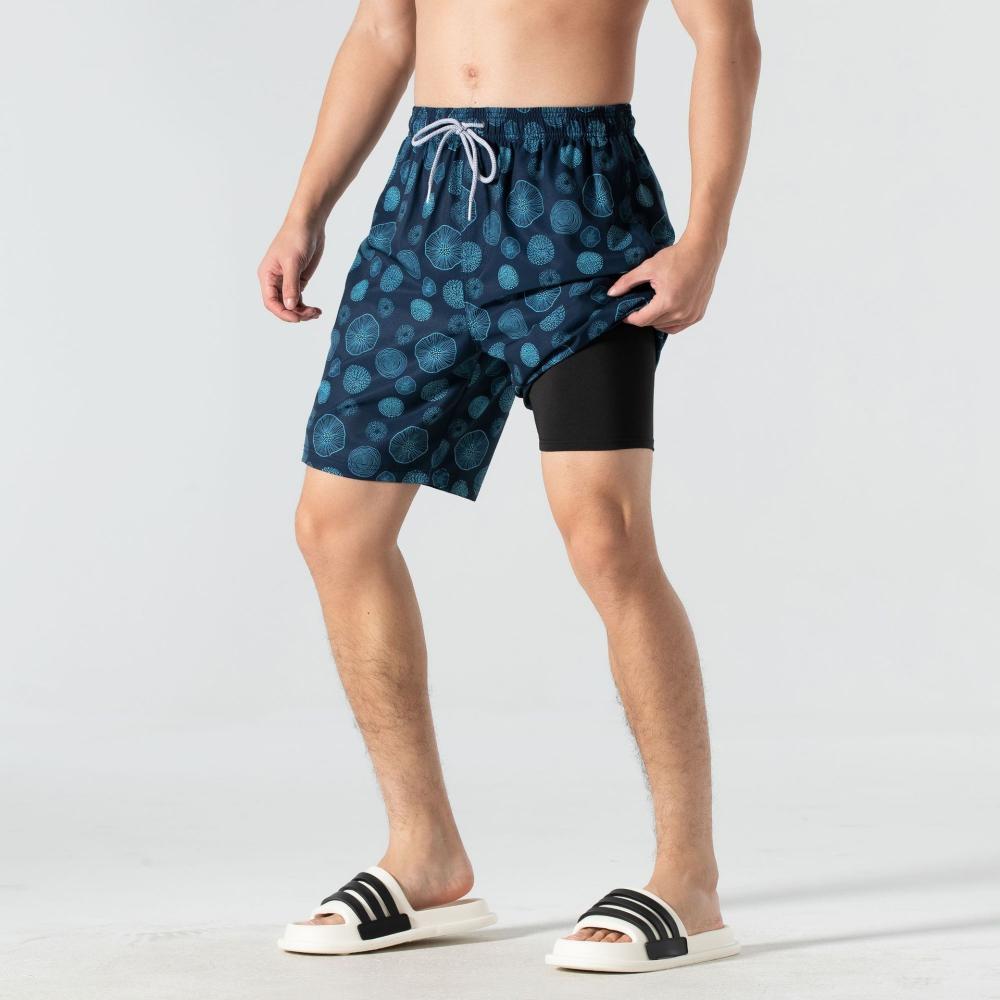 Swimwear |  Mens Bleu Marine Shell Print Swim Shorts Clothing Mens