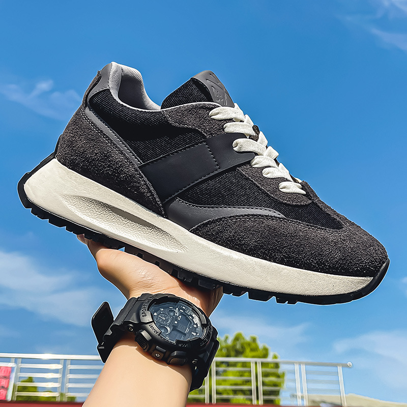 Trainers |  Mens Leather Suede Running Trainers Mens Charcoal