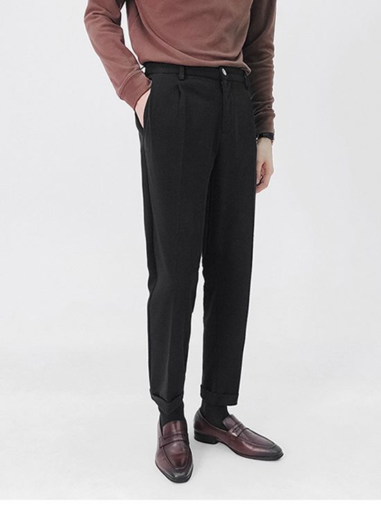 Trousers |  Mens Relaxed Drawstring Trousers With Turn-Ups Clothing Black