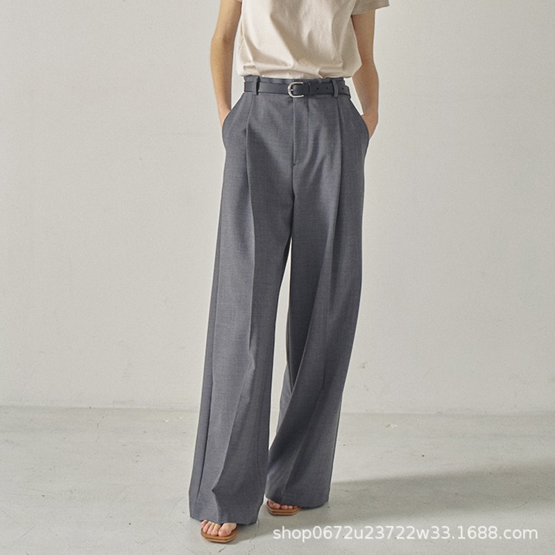 Trousers |  Womens Belted Wide Leg Trousers Clothing Grey