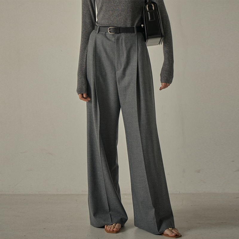 Trousers |  Womens Belted Wide Leg Trousers Clothing Grey