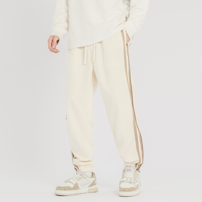 Trousers |  Womens Cotton Side Stripe Joggers Clothing Cream