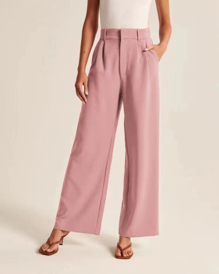 Trousers |  Womens Double Pleat Wide Leg Trousers Clothing Pink