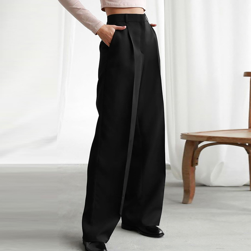 Trousers |  Womens Double Pleat Wide Leg Tux Trousers Clothing Cream