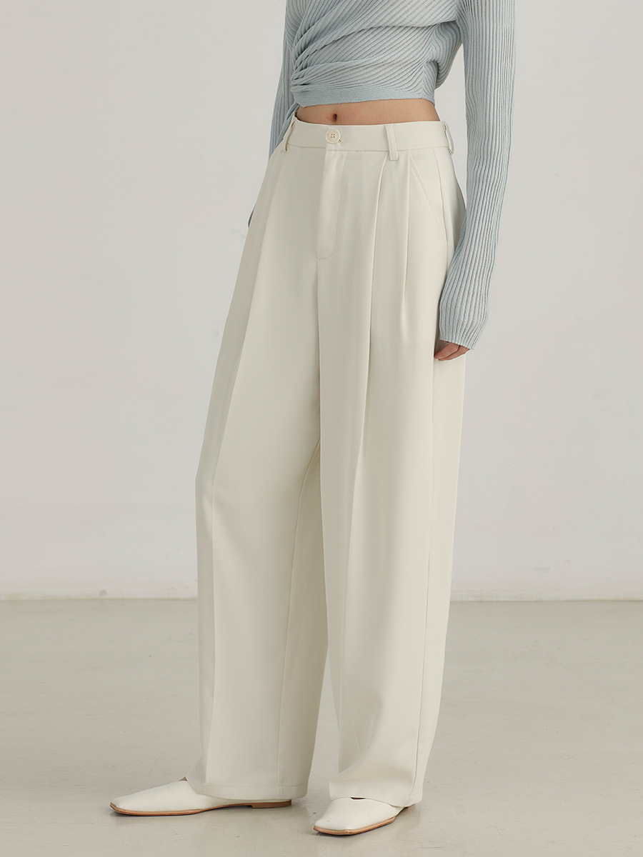 Trousers |  Womens Double Pleat Wide Leg Tux Trousers Clothing Cream