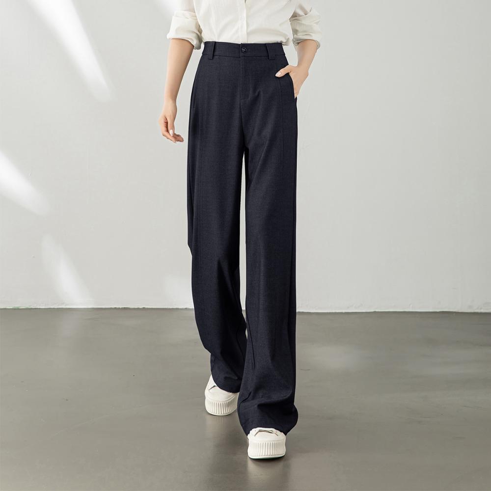 Trousers |  Womens Half-Elasticated Wide Leg Trousers Clothing Navy