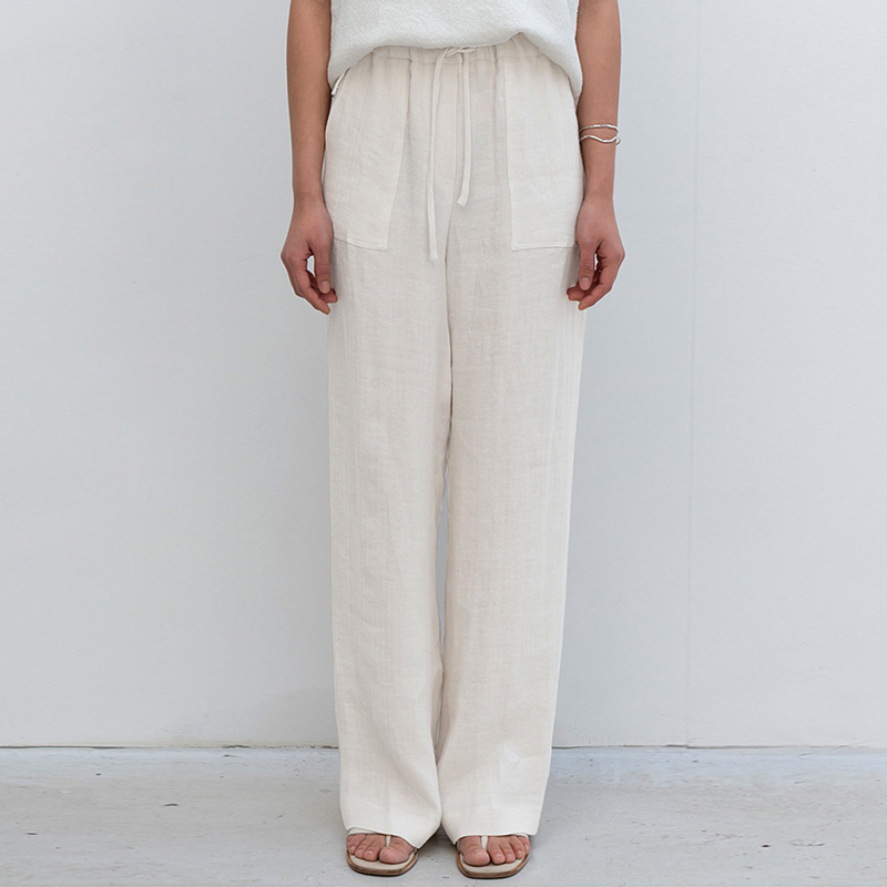 Trousers |  Womens Linen Wide Leg Garment Dyed Trousers Clothing Trousers