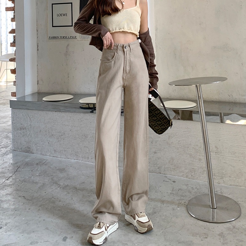 Trousers |  Womens Relaxed Garment Dyed Wide Leg Jeans Clothing Jeans