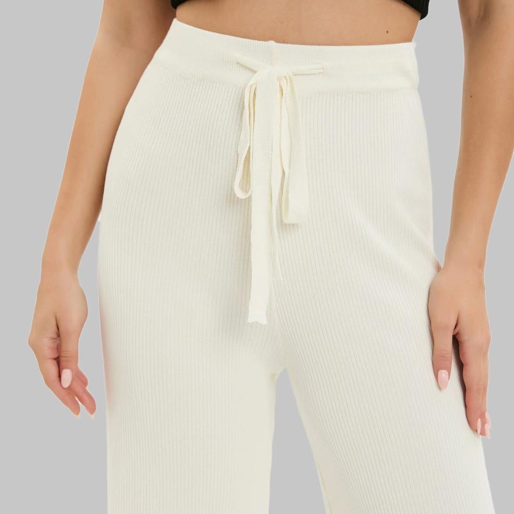 Trousers |  Womens Ribbed Terry Lounge Trousers Clothing Cloud White