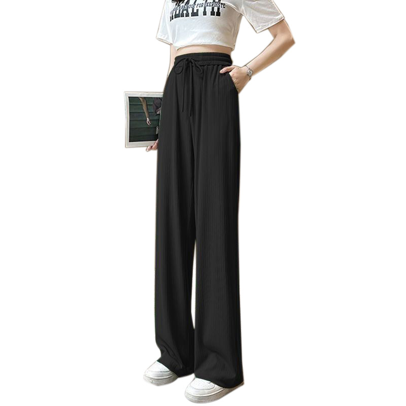 Trousers |  Womens Waistband Detail Wide Leg Trousers Clothing Black