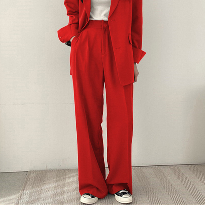 Trousers |  Womens Wool Blend Wide Leg Trousers Clothing Red