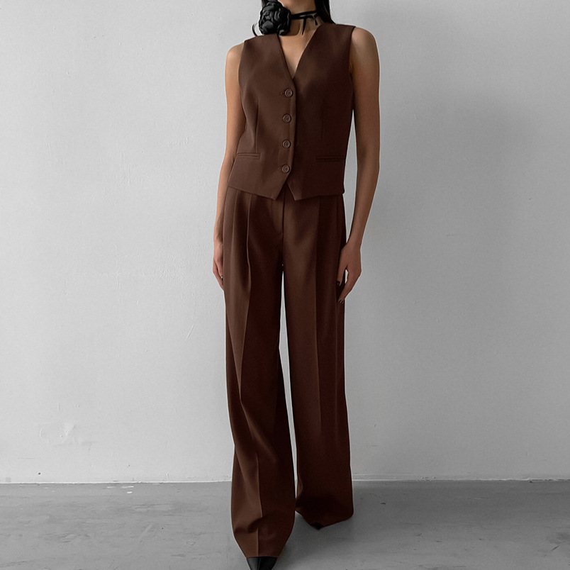 Trousers |  Womens Wool Blend Wide Leg Tux Trousers Clothing Trousers