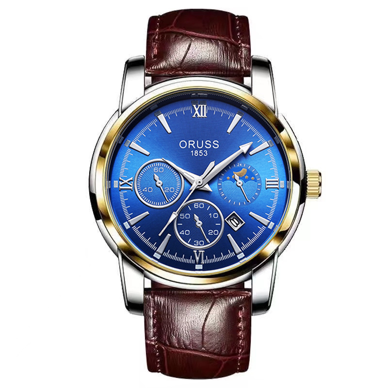 Watches |  Mens Contender Brown Leather Blue Dial Watch Accessories Mens