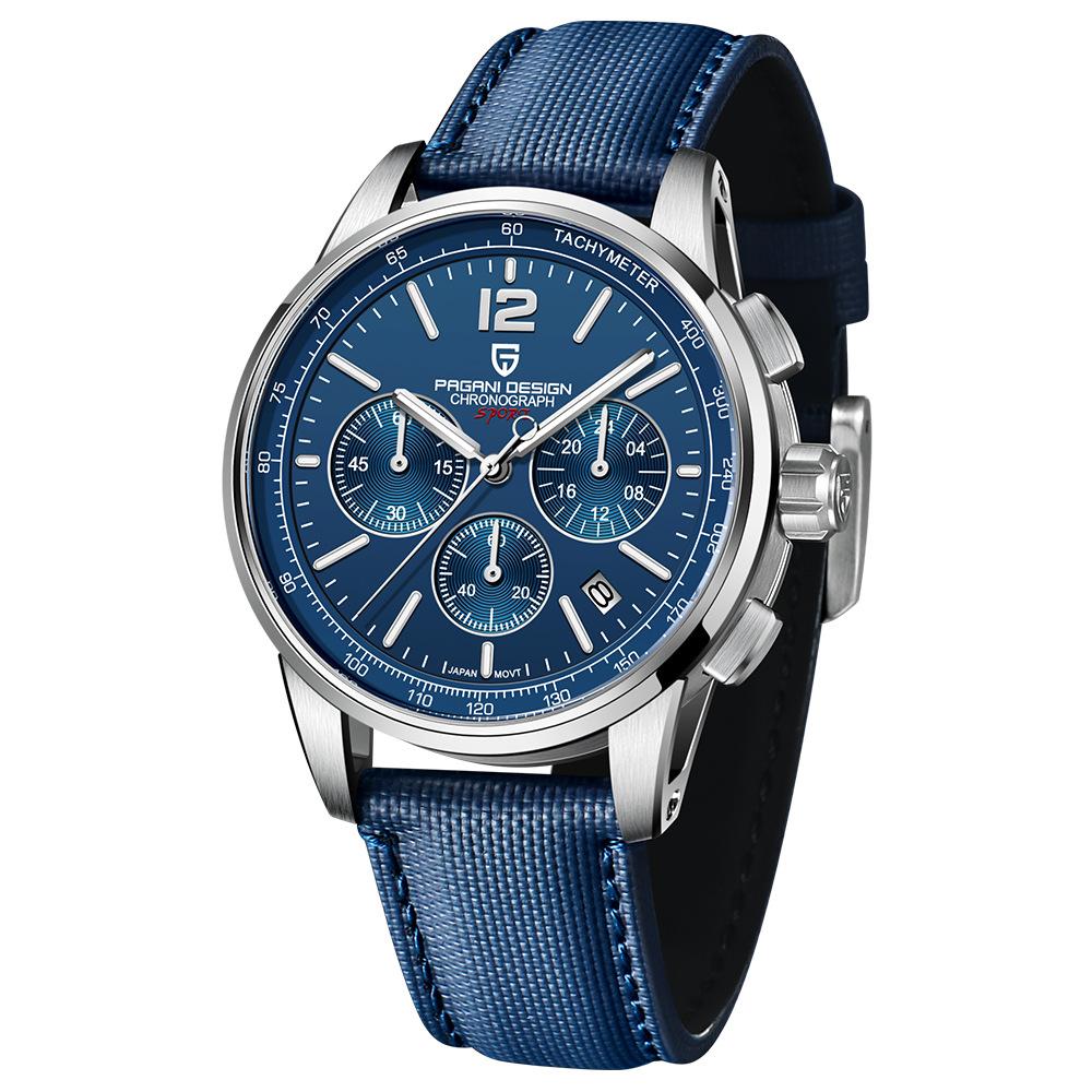 Watches |  Mens Marlin Chrono Blue Dial Silver Brown Leather Strap Watch Accessories Mens