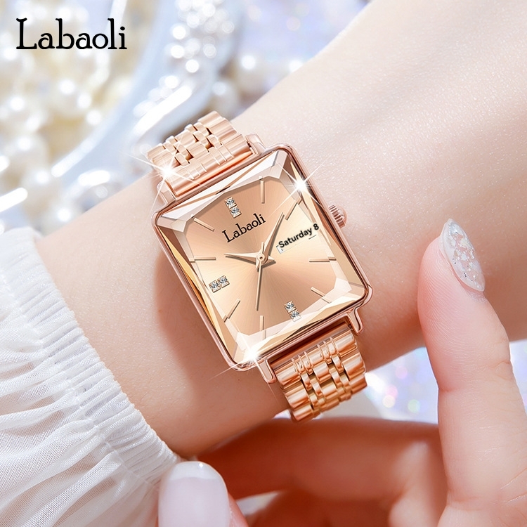 Watches |  Womens La Tetragonne Multifunction Full Gold Link Watch Accessories Watches