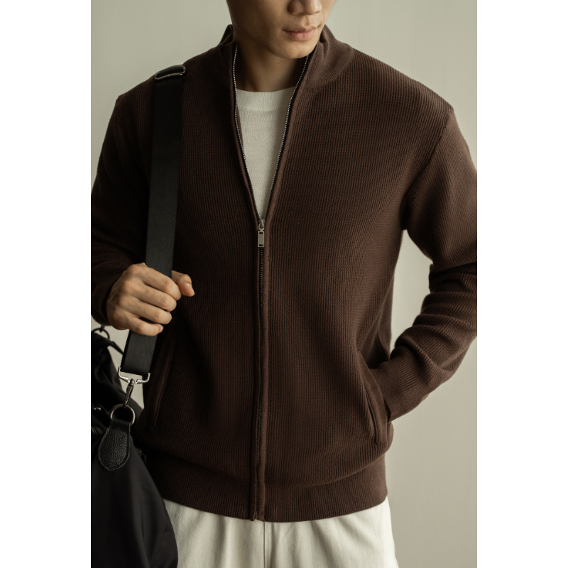 Knitwear |  Mens Merino Wool Zip-Through Funnel-Neck Cardigan Clothing Knitwear