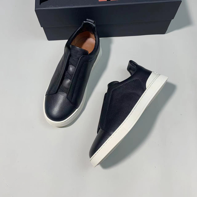 Trainers |  Womens Leather Slip-On Trainers Shoes Black